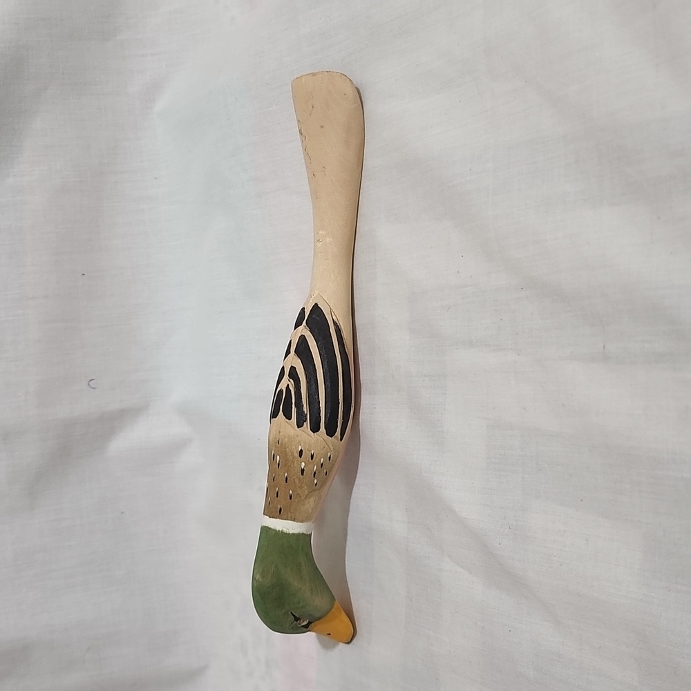 Hand carved shoe horn mallard duck made from balsa wood